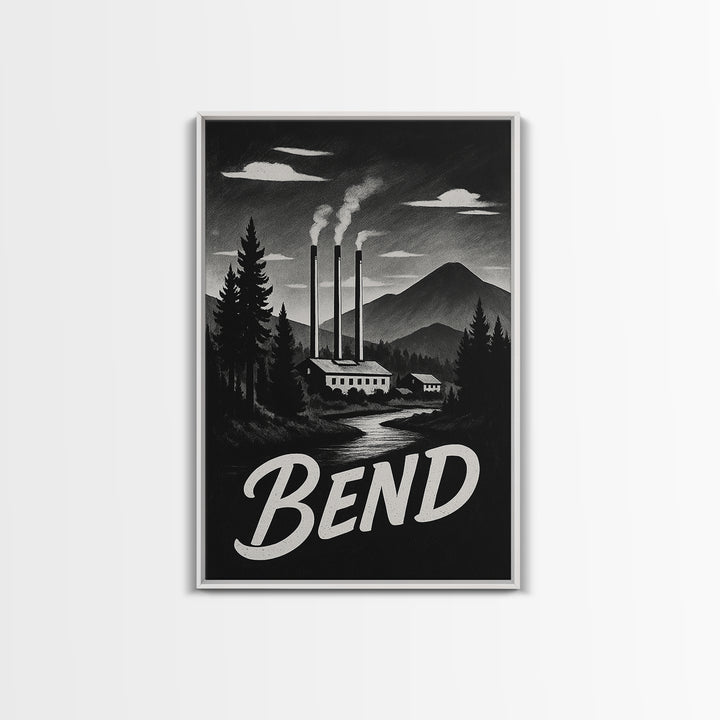 Bend Oregon Travel Poster, Canvas Print, Vintage Noir Poster Art, Bend City Art, Fine Art Print, Vintage Travel Print, Vintage City Poster