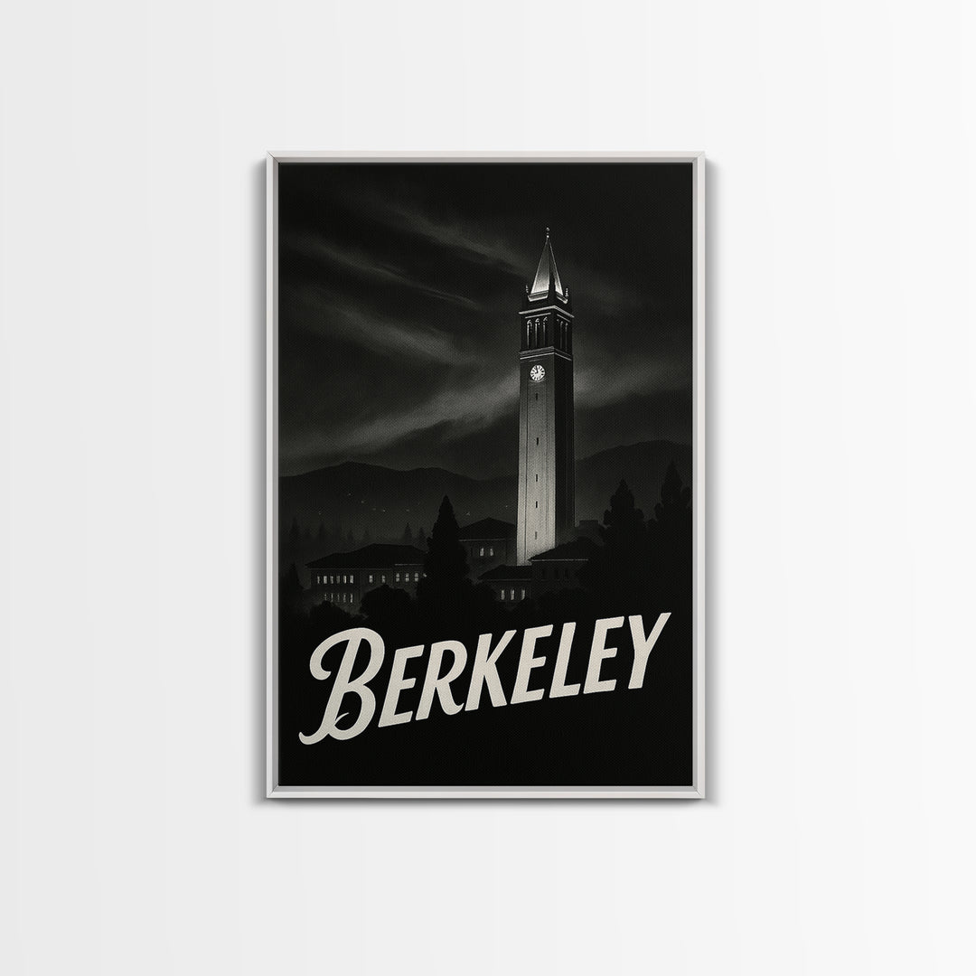 Berkeley California Travel Poster, Canvas Print, Dark Moody City Wall Art, Berkeley Wall Art, Wanderlust Decor, Travel Poster Set, Wall Art