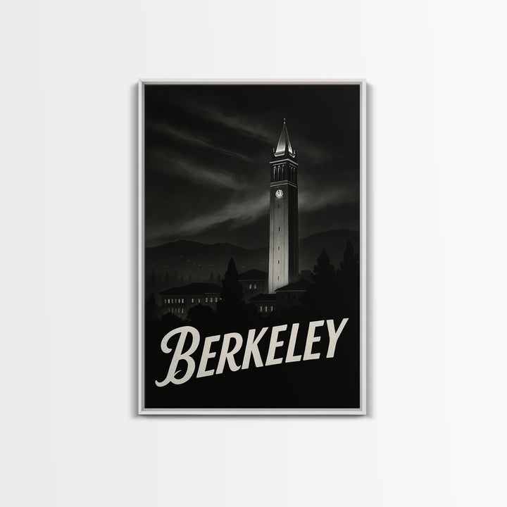 Berkeley California Travel Poster, Canvas Print, Dark Moody City Wall Art, Berkeley Wall Art, Wanderlust Decor, Travel Poster Set, Wall Art