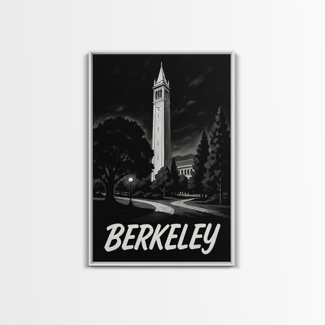 Berkeley Travel Poster, Canvas Print, Night Street Poster Art, Berkeley Wall Art, Home Office Decor, Travel Wall Decor, Gift For Travelers