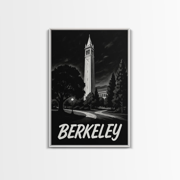 Berkeley Travel Poster, Canvas Print, Night Street Poster Art, Berkeley Wall Art, Home Office Decor, Travel Wall Decor, Gift For Travelers