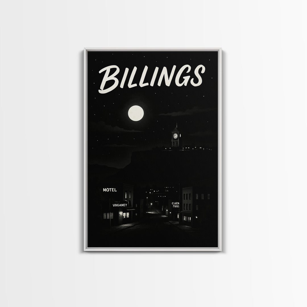 Billigns Travel Poster, Framed Canvas Print, Night Street Poster Art, Billigns Travel Art, City Travel Prints, Living Room Wall Art