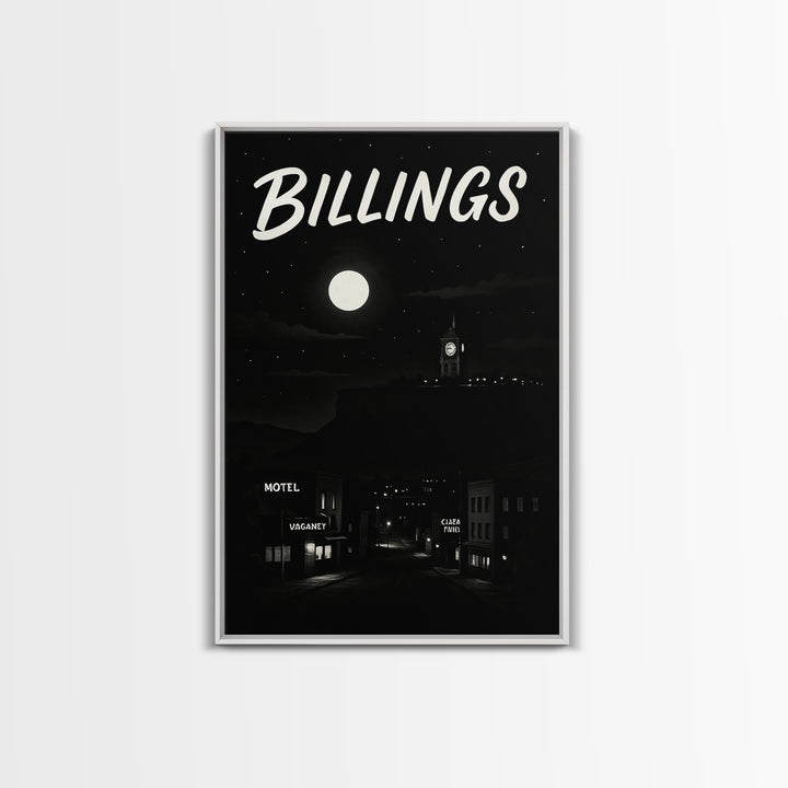 Billigns Travel Poster, Framed Canvas Print, Night Street Poster Art, Billigns Travel Art, City Travel Prints, Living Room Wall Art