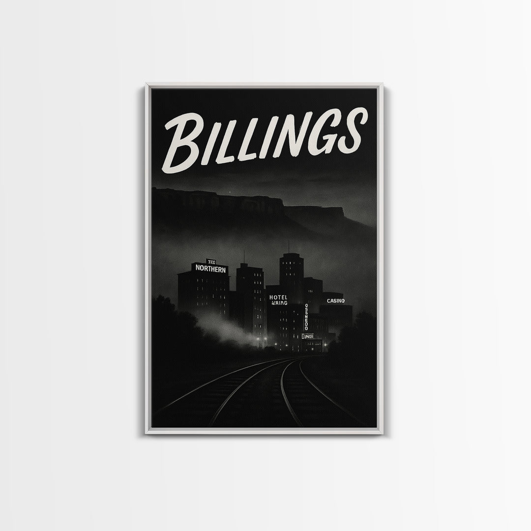 Billings Travel Poster, Canvas Print, Vintage Noir Poster Art, Billings Poster Print, Travel Wall Art, Mid Century Wall Art, Art Print