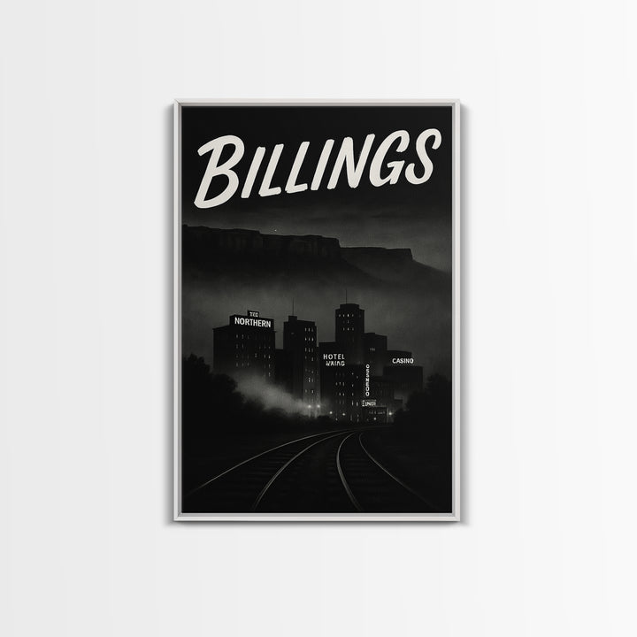 Billings Travel Poster, Canvas Print, Vintage Noir Poster Art, Billings Poster Print, Travel Wall Art, Mid Century Wall Art, Art Print