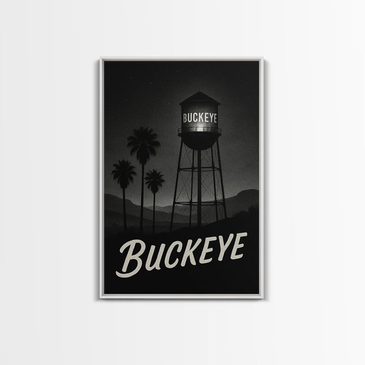 Buckeye Arizona Travel Poster, Framed Canvas Print, Black And White Travel Art, Buckeye Art Print, Travel Wall Decor, Home Office Decor