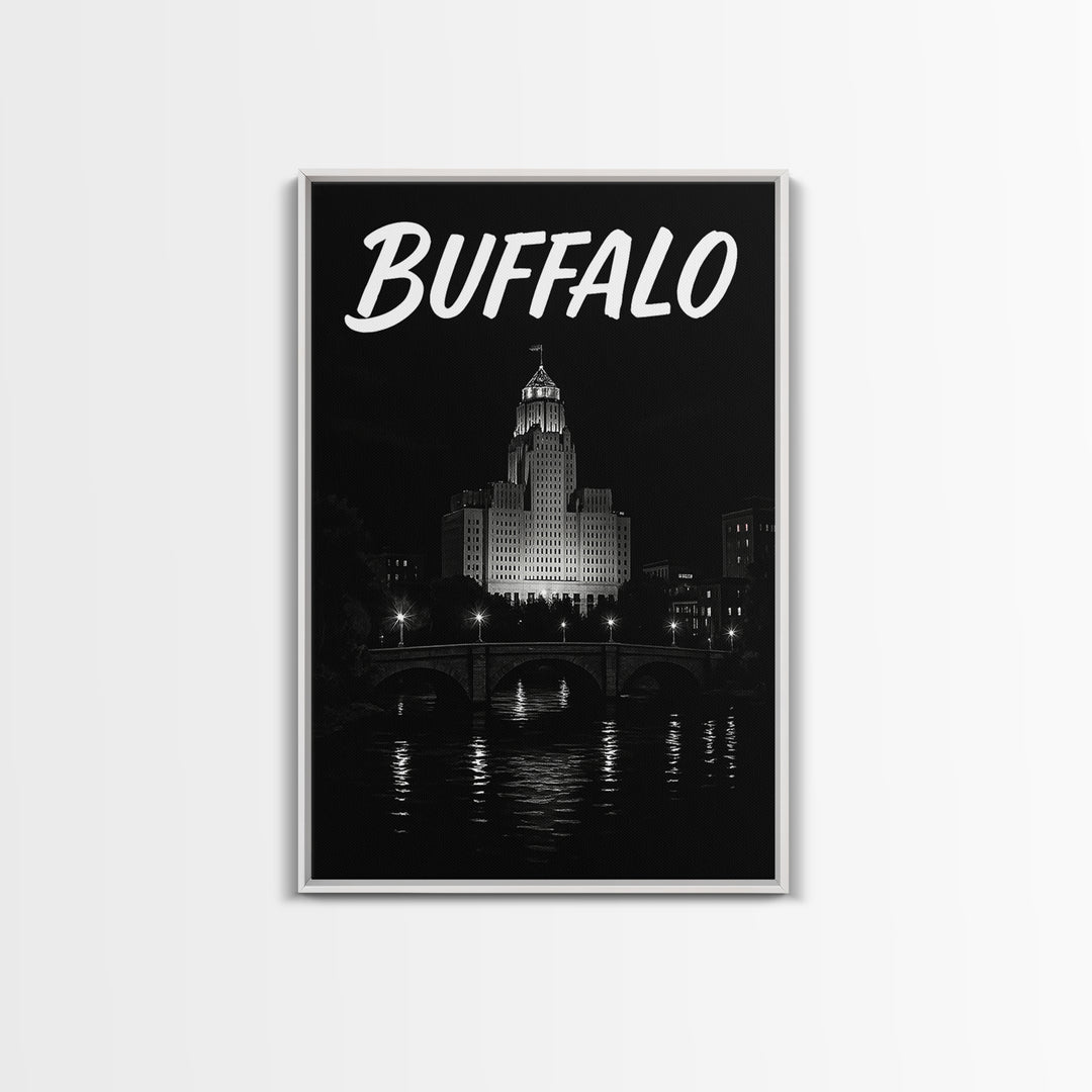 Buffalo Travel Poster, Canvas Print, Black And White Travel Art, Buffalo Poster Print, Travel Poster Art, Travel Poster Set, Travel Print