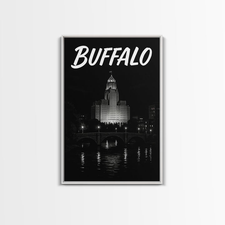 Buffalo Travel Poster, Canvas Print, Black And White Travel Art, Buffalo Poster Print, Travel Poster Art, Travel Poster Set, Travel Print