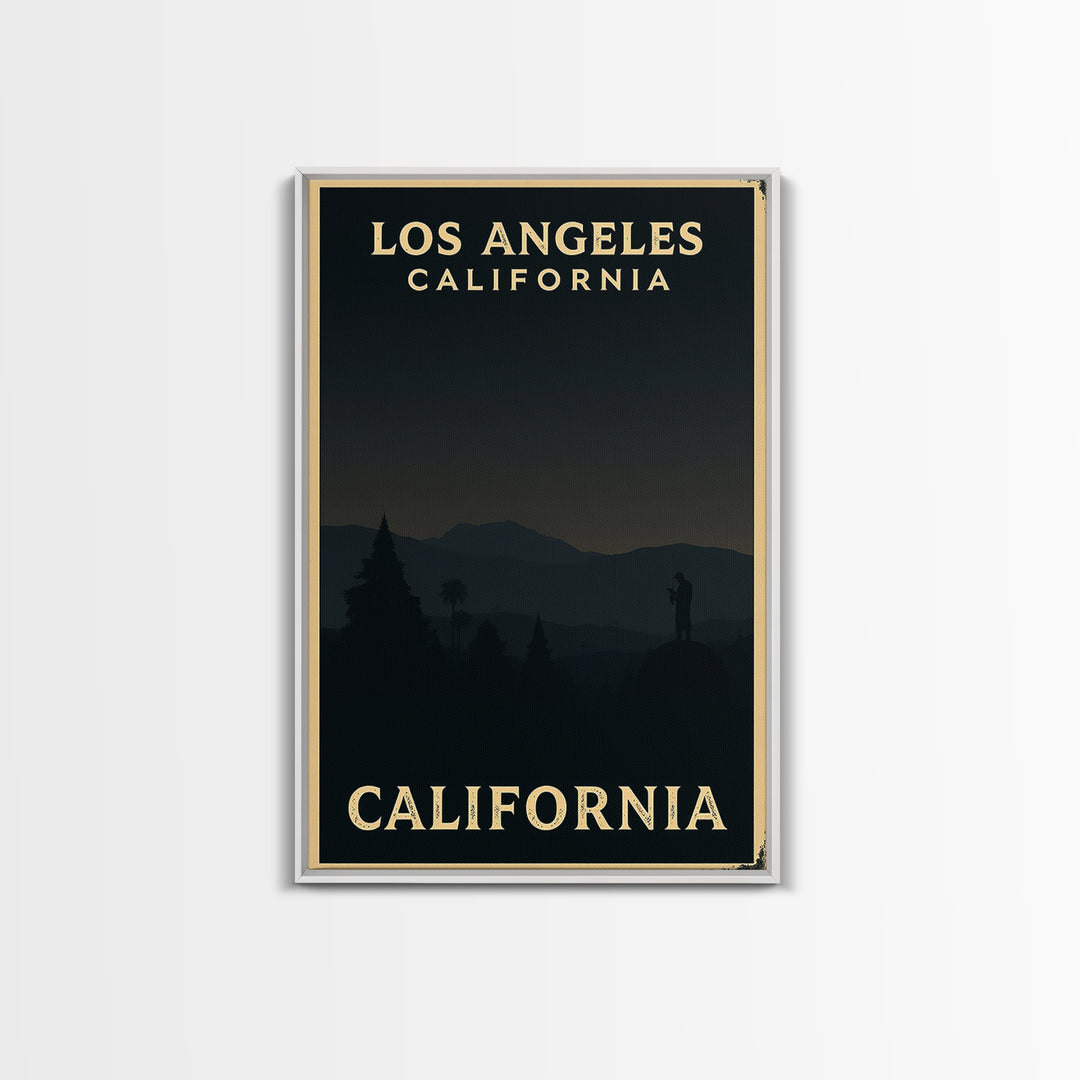California Travel Poster, Framed Canvas Print, Night Street Poster Art, California Poster Print, Eclectic Wall Decor, City Art Print