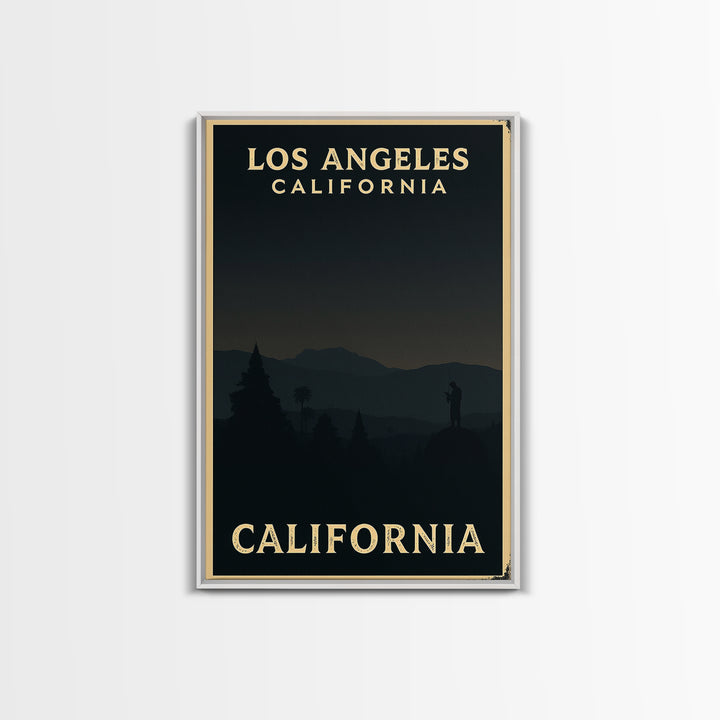 California Travel Poster, Framed Canvas Print, Night Street Poster Art, California Poster Print, Eclectic Wall Decor, City Art Print