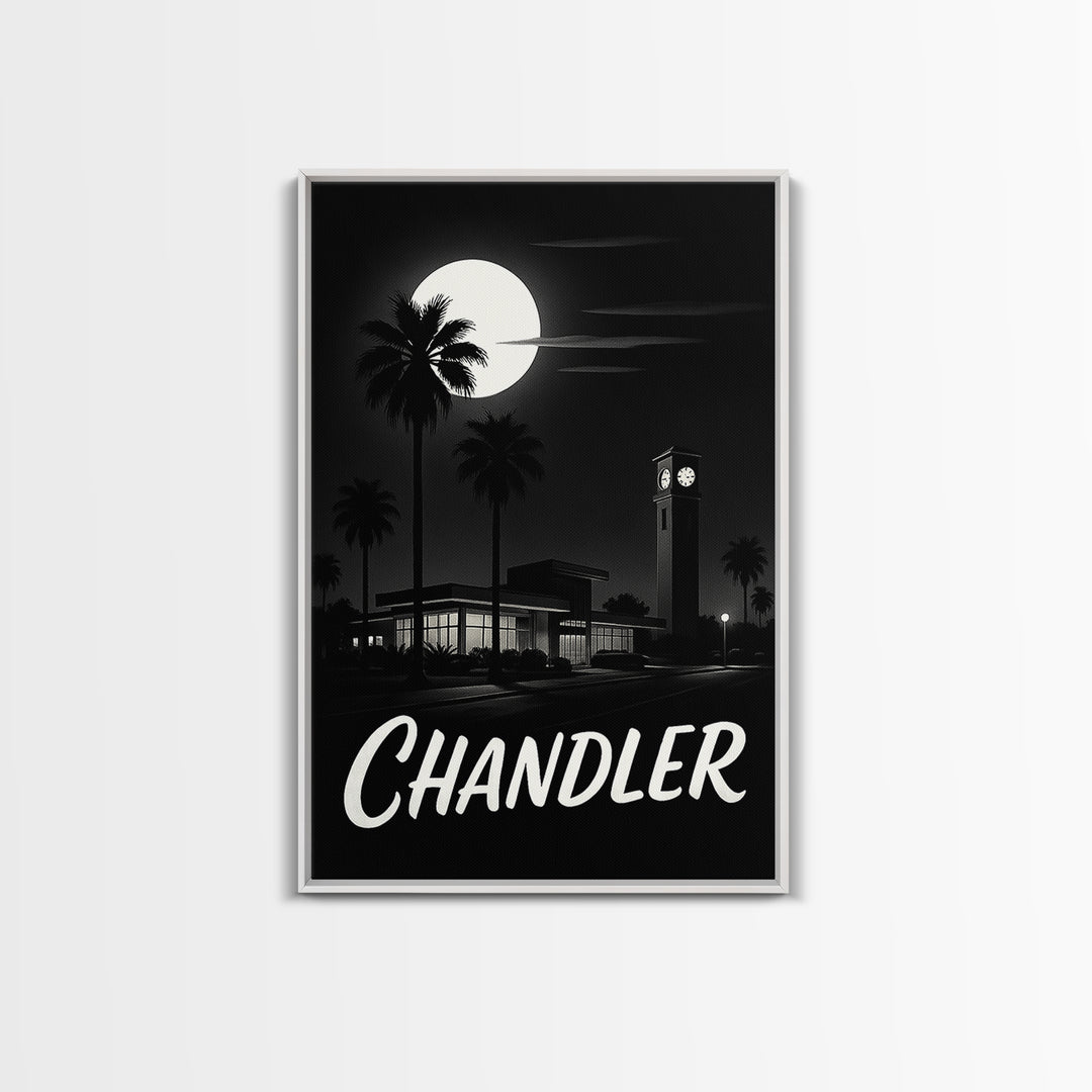 Chandler Arizona Travel Poster, Canvas Print, Black And White Travel Art, Chandler Travel Art, Vintage City Art, Skyline Art, Art Print