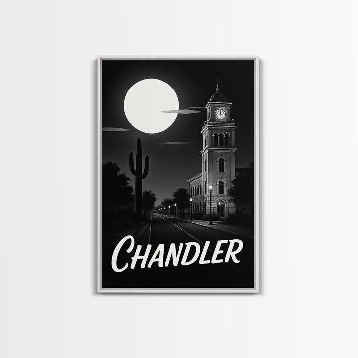 Chandler Travel Poster, Canvas Print, Black And White Travel Art, Chandler Wall Art, Eclectic Wall Decor, Watercolor Cityscape
