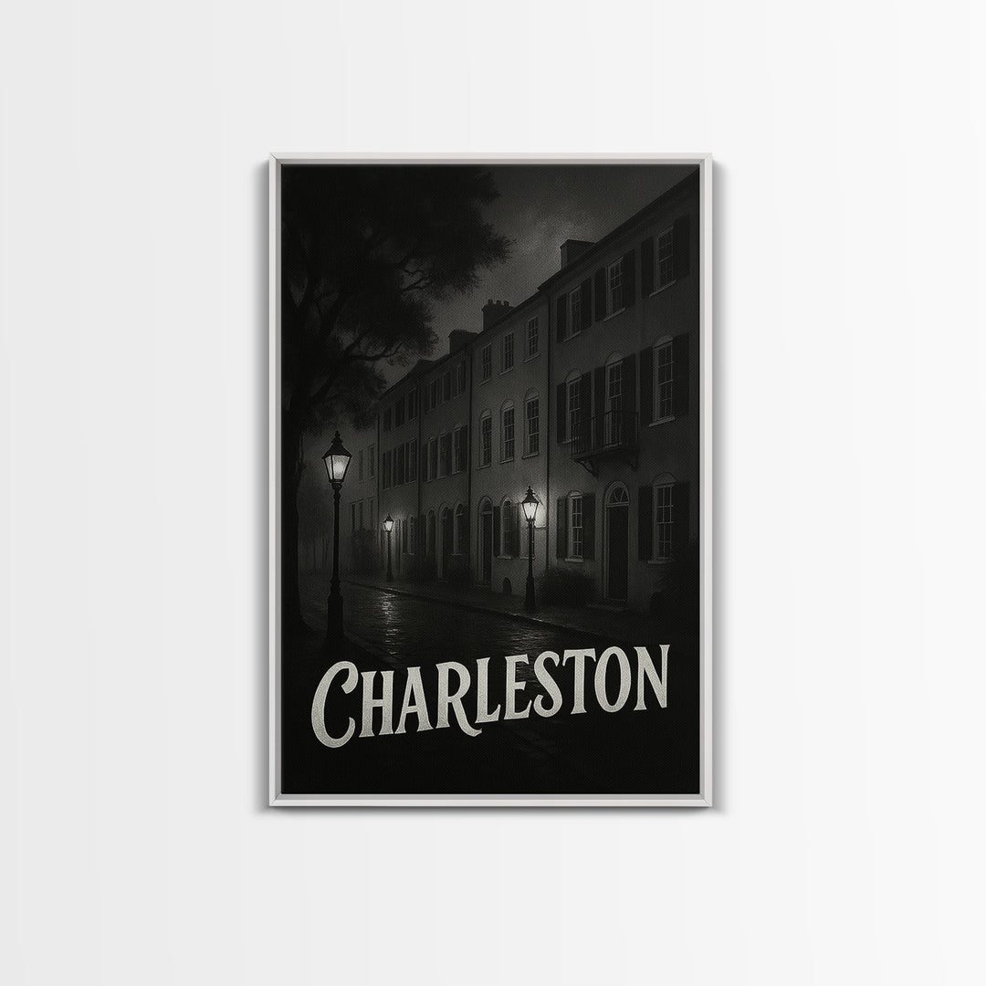 Charleston South Carolina Travel Poster, Canvas Print, Black And White Travel Art, Charleston Travel Art, Fine Art Print, Travel Wall Art