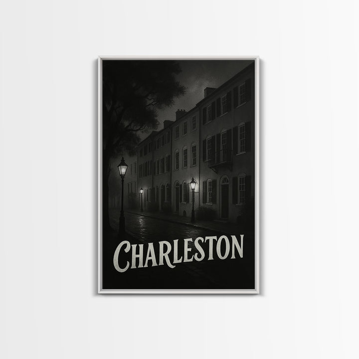 Charleston South Carolina Travel Poster, Canvas Print, Black And White Travel Art, Charleston Travel Art, Fine Art Print, Travel Wall Art