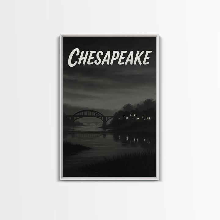 Chesapeake Virginia Travel Poster, Canvas Print, Vintage Noir Poster Art, Chesapeake Wall Art, Fine Art Print, Wall Art, City Art Print