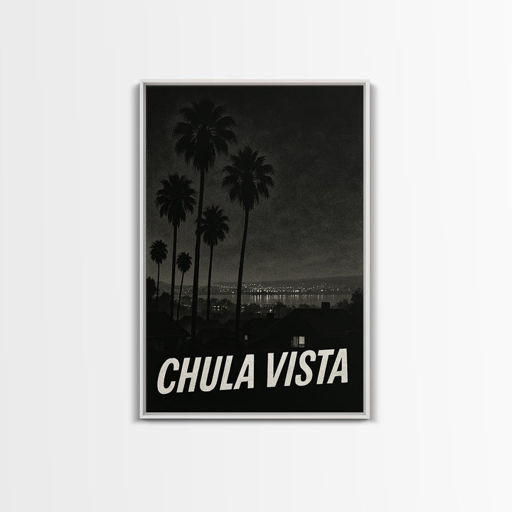 Chua Vista Travel Poster, Canvas Print, Dark Moody City Wall Art, Chua Vista Wall Art, Wanderlust Decor, Retro Travel Print, Poster Print