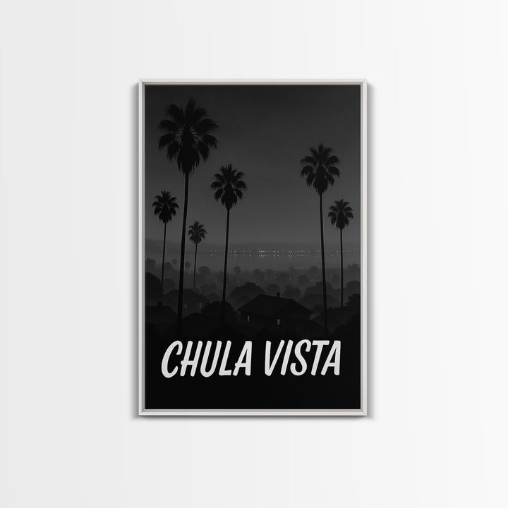 Chula Vista California Travel Poster, Canvas Print, Night Street Poster Art, Chula Vista City Art, Office Decor, Travel Wall Art, Print
