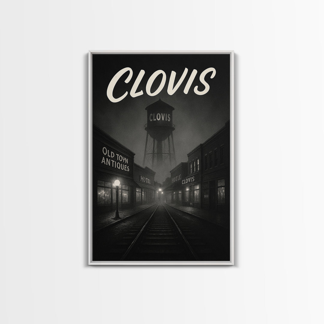 Clovis California Travel Poster, Canvas Print, Black And White Travel Art, Clovis Wall Art, Poster Art, Wall Decor, Gift For Travelers