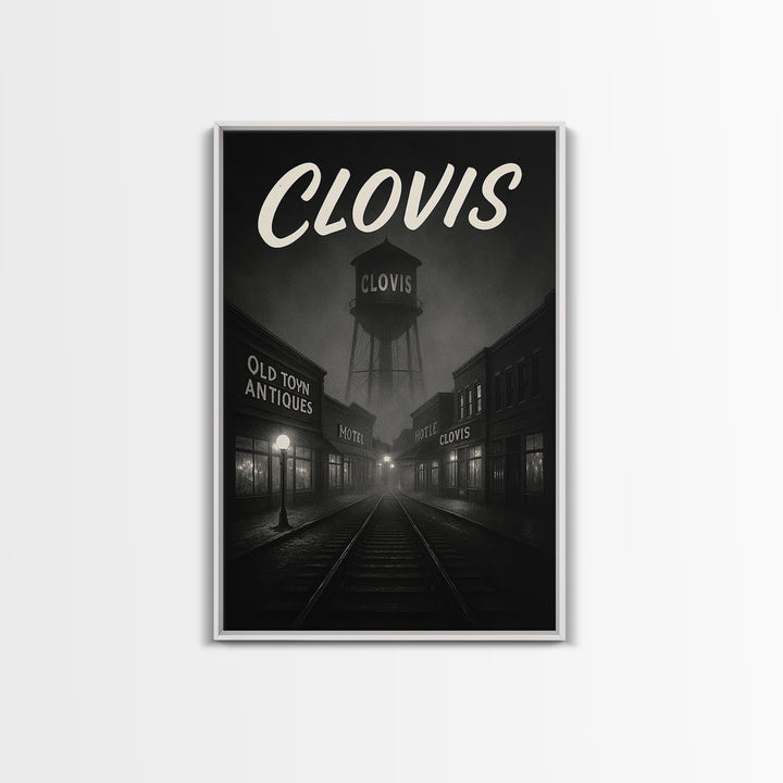 Clovis California Travel Poster, Canvas Print, Black And White Travel Art, Clovis Wall Art, Poster Art, Wall Decor, Gift For Travelers
