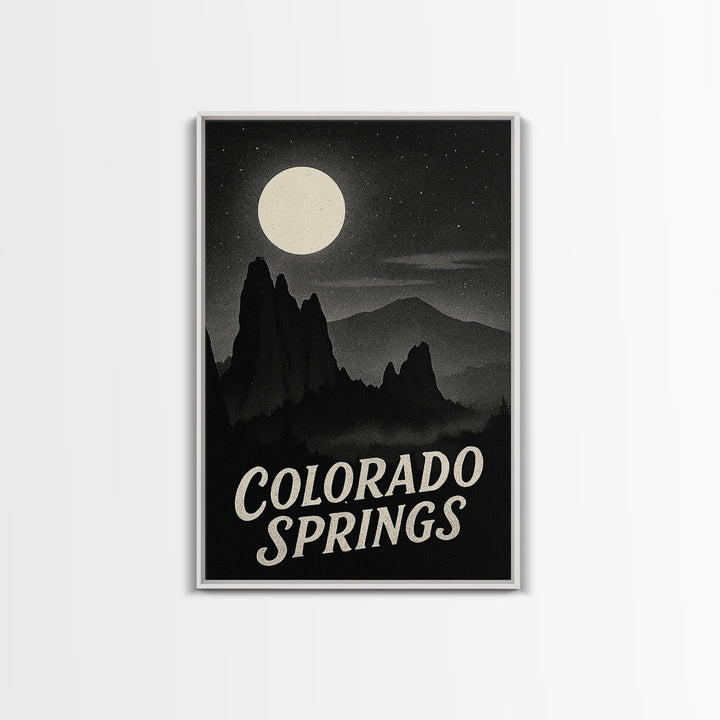 Colorado Springs Colorado Travel Poster, Canvas Print, Night Street Poster Art, Colorado Springs Art Print, Gift For Travelers, Art Print