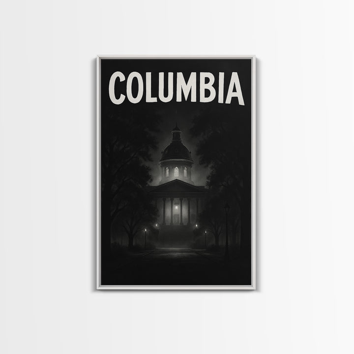 Columbia Travel Poster, Canvas Print, Dark Moody City Wall Art, Columbia Travel Art, Travel Wall Decor, Travel Art Print, Gift For Travelers