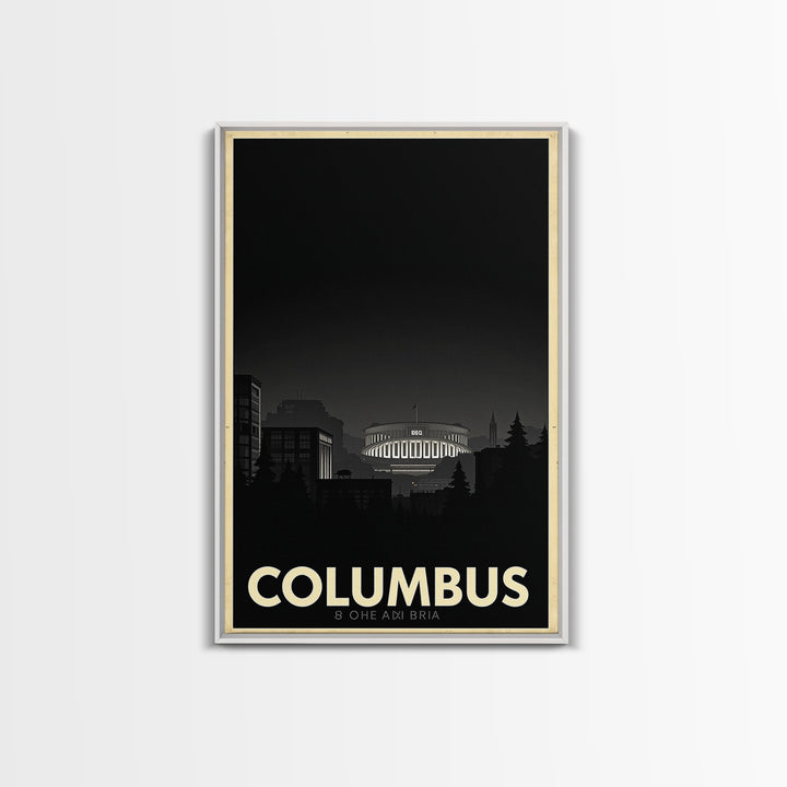Columbus Travel Poster, Canvas Print, Vintage Noir Poster Art, Columbus City Art, Travel Art Print, Living Room Wall Art, City Travel Prints