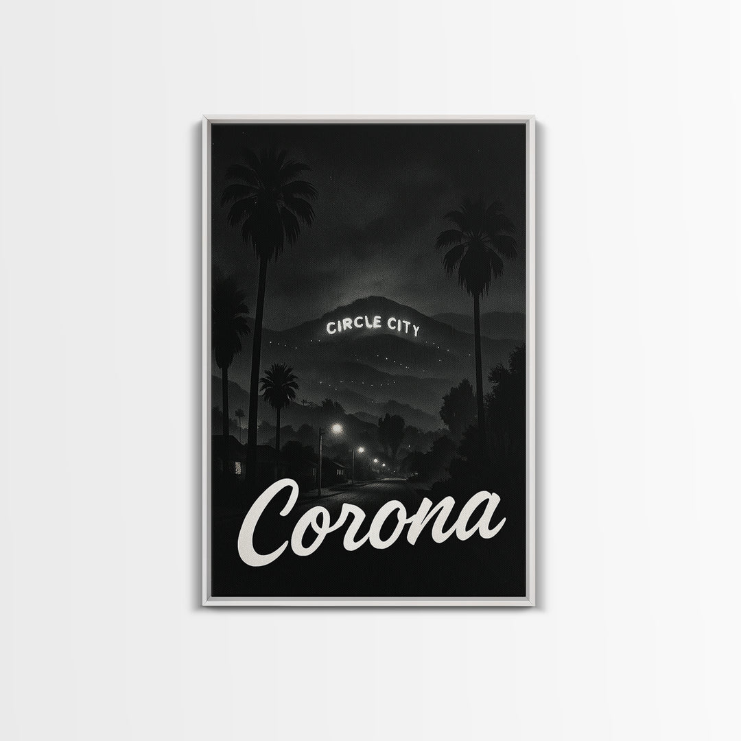 Corona California Travel Poster, Canvas Print, Dark Moody City Wall Art, Corona Poster Print, Travel Poster Set, Travel Wall Art, Home Decor