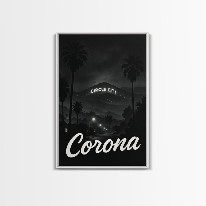 Corona California Travel Poster, Canvas Print, Dark Moody City Wall Art, Corona Poster Print, Travel Poster Set, Travel Wall Art, Home Decor