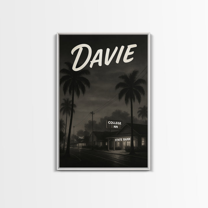 Davie Florida Travel Poster, Canvas Print, Black And White Travel Art, Davie Art Print, City Poster, Travel Wall Art, Travel Art Print