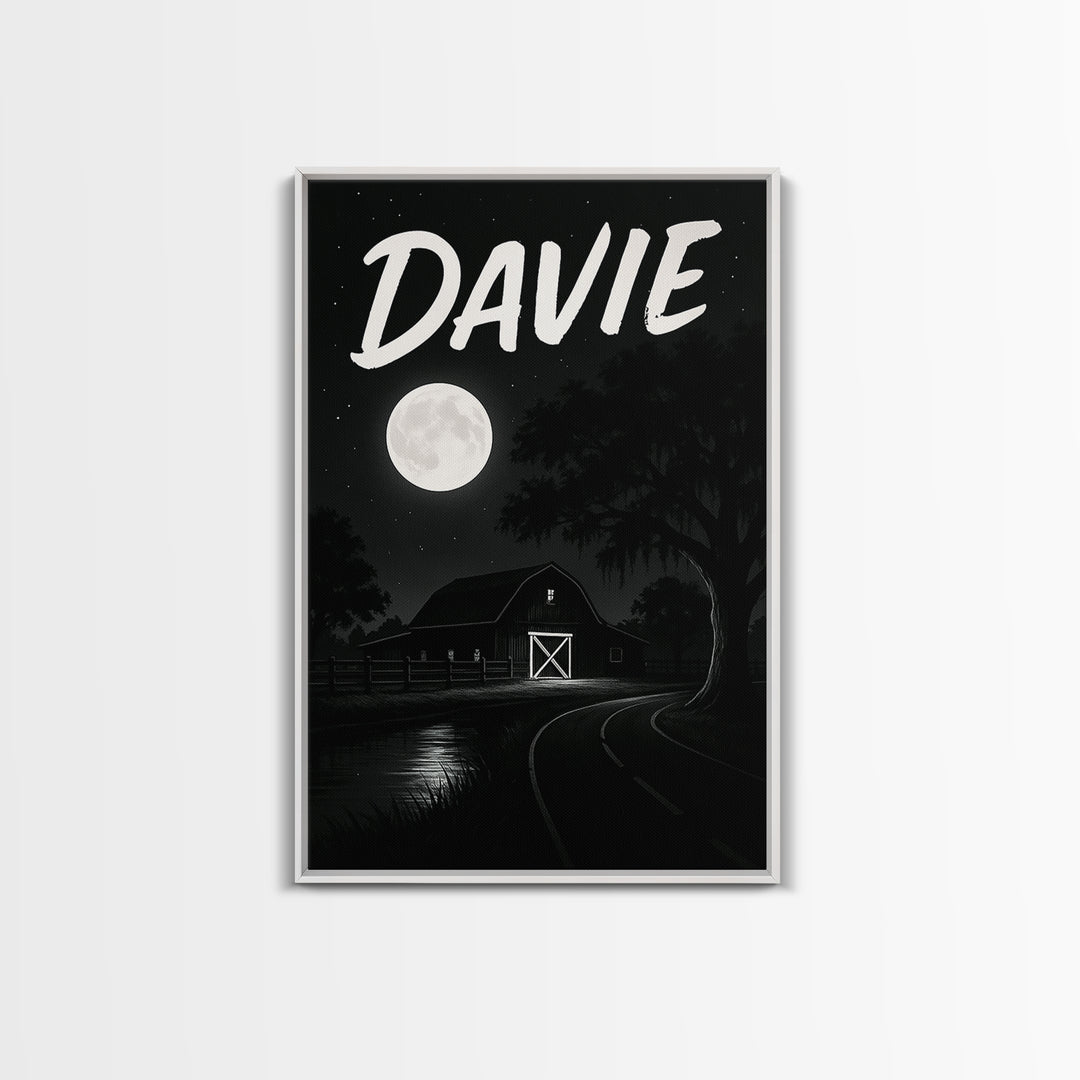 Davie Travel Poster, Canvas Print, Night Street Poster Art, Davie Poster Print, Travel Poster Art, Travel Wall Art, Wanderlust Decor