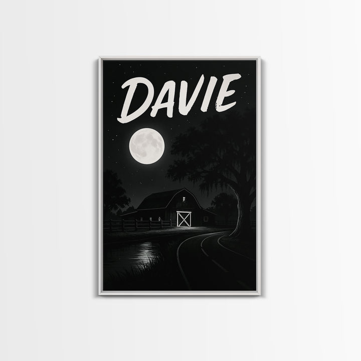 Davie Travel Poster, Canvas Print, Night Street Poster Art, Davie Poster Print, Travel Poster Art, Travel Wall Art, Wanderlust Decor