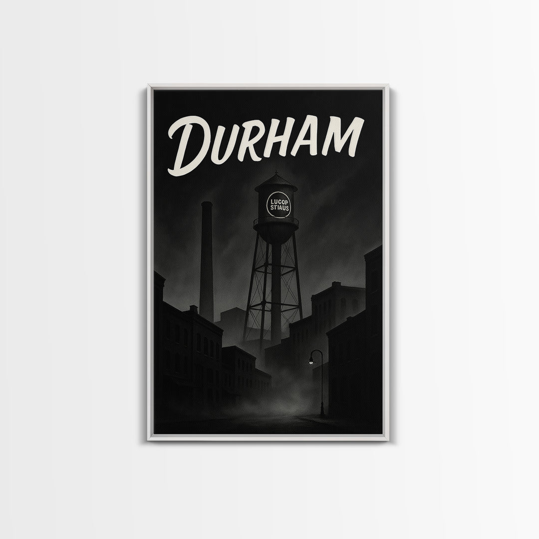 Durham North Carolina Travel Poster, Canvas Print, Night Street Poster Art, Durham City Art, City Art Print, Poster Art, Vintage City Art