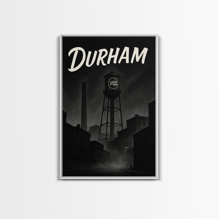 Durham North Carolina Travel Poster, Canvas Print, Night Street Poster Art, Durham City Art, City Art Print, Poster Art, Vintage City Art