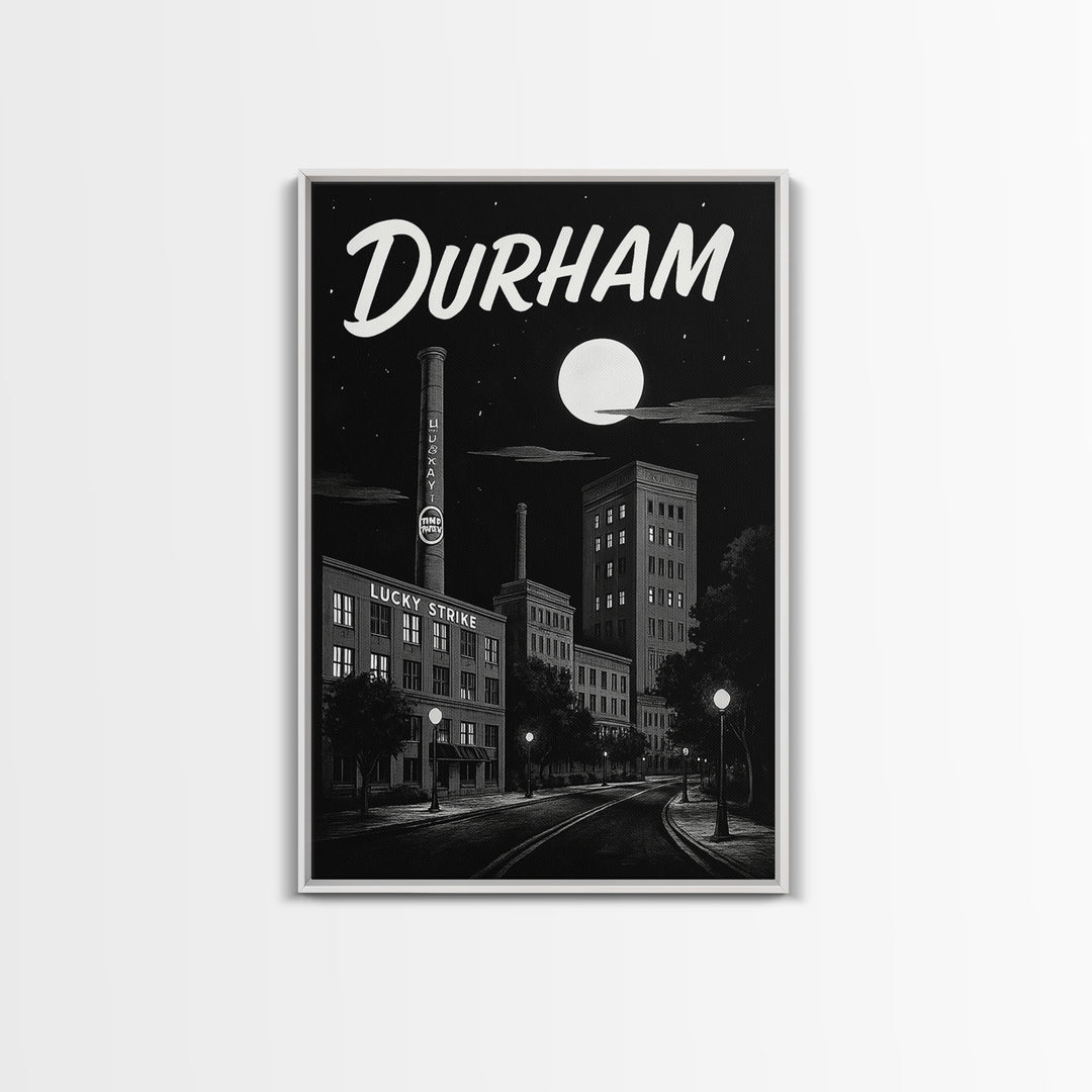 Durham Travel Poster, Framed Canvas Print, Vintage Noir Poster Art, Durham Art Print, Retro Travel Print, Vintage Travel Print