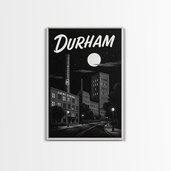 Durham Travel Poster, Framed Canvas Print, Vintage Noir Poster Art, Durham Art Print, Retro Travel Print, Vintage Travel Print