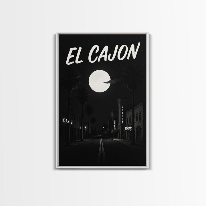 El Cajon California Travel Poster, Canvas Print, Dark Moody City Wall Art, El Cajon Poster Print, Travel Art Print, Retro Travel Print