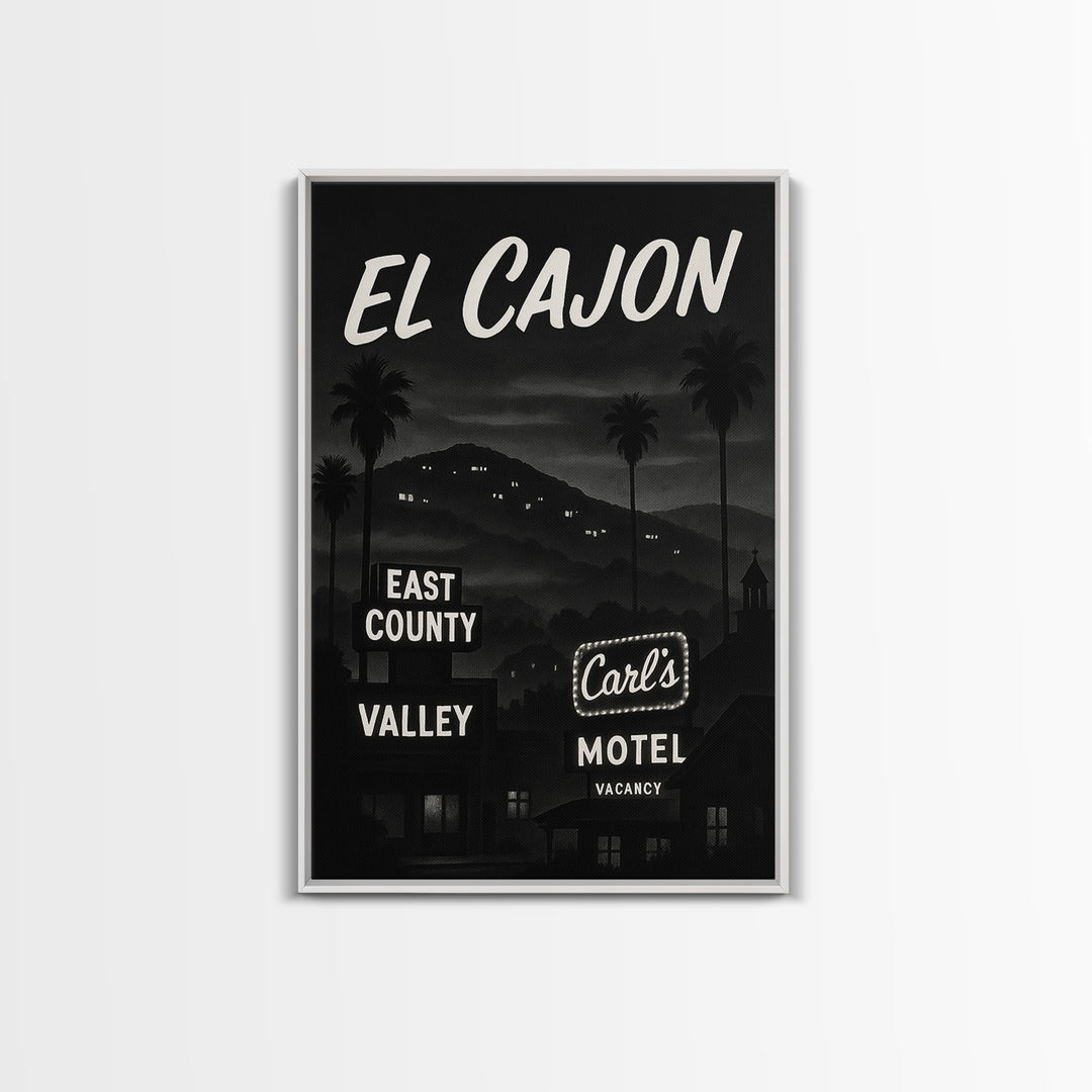 El Cajon Travel Poster, Canvas Print, Black And White Travel Art, El Cajon Poster Print, Living Room Wall Art, Vintage City Poster