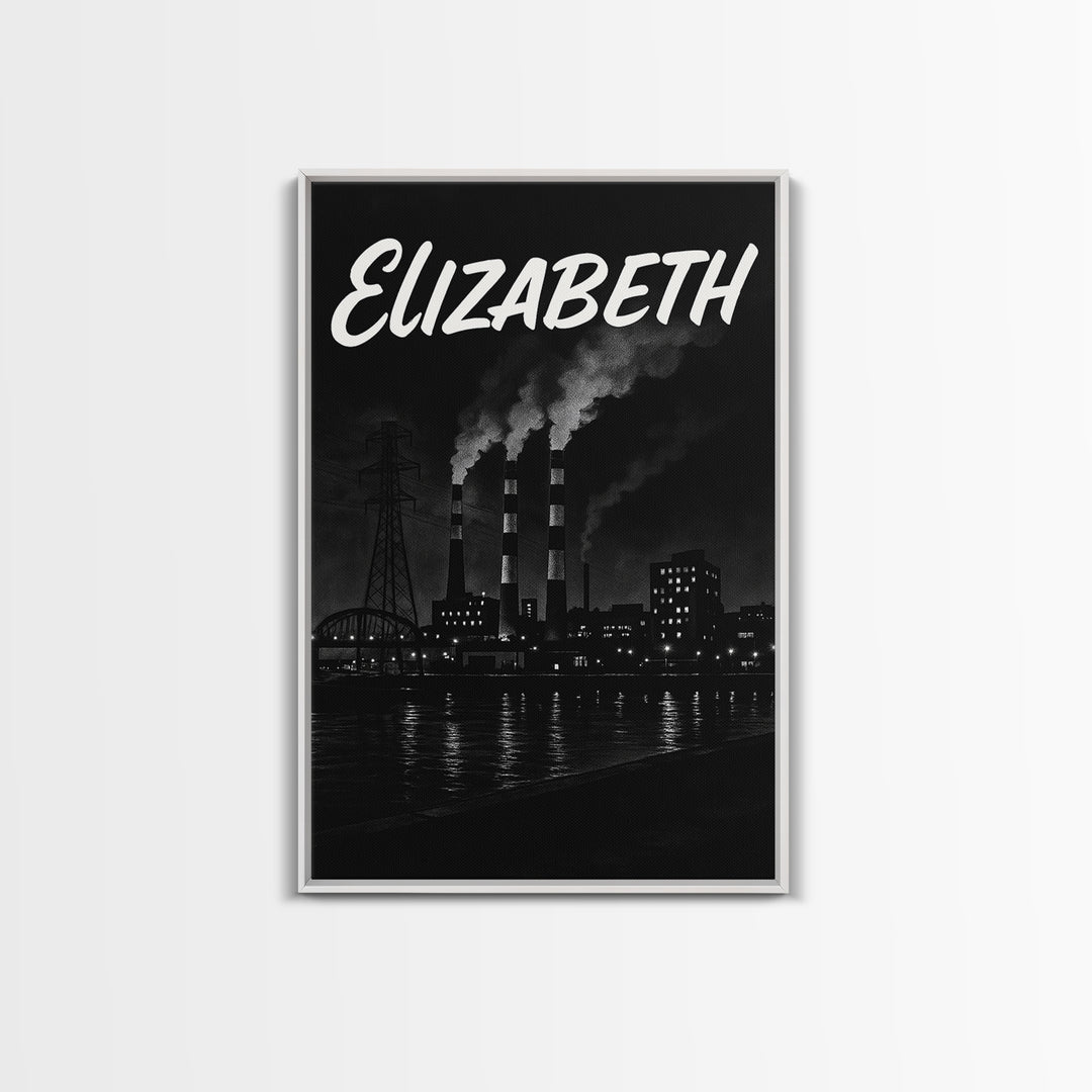 Elizabeth Travel Poster, Framed Canvas Print, Vintage Noir Poster Art, Elizabeth Art Print, Vintage City Poster, Mid Century Wall Art