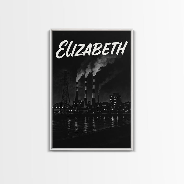 Elizabeth Travel Poster, Framed Canvas Print, Vintage Noir Poster Art, Elizabeth Art Print, Vintage City Poster, Mid Century Wall Art