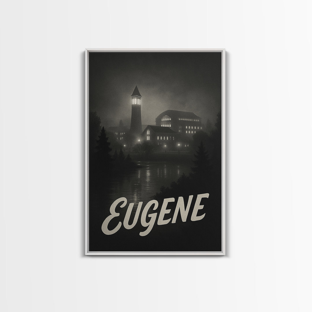 Eugene Oregon Travel Poster, Canvas Print, Black And White Travel Art, Eugene Travel Art, City Art Print, Gift For Travelers, Poster Art