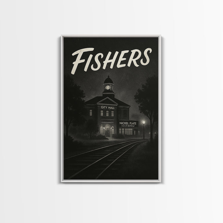 Fishers Indiana Travel Poster, Canvas Print, Night Street Poster Art, Fishers City Art, Modern Wall Decor, City Travel Prints, Art Print