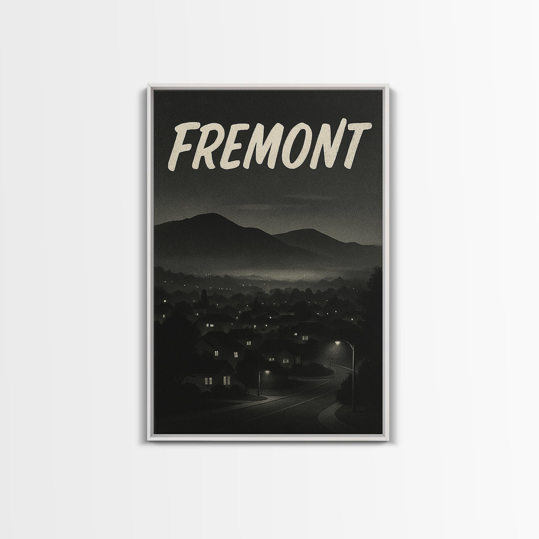 Fremont California Travel Poster, Canvas Print, Black And White Travel Art, Fremont Art Print, Office Decor, Travel Wall Art