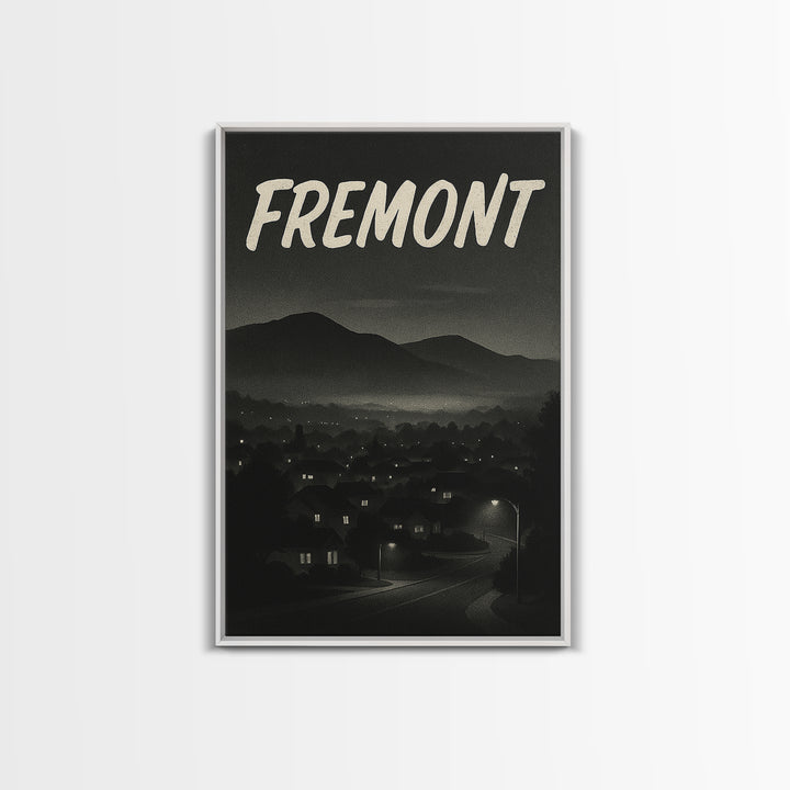 Fremont California Travel Poster, Canvas Print, Black And White Travel Art, Fremont Art Print, Office Decor, Travel Wall Art