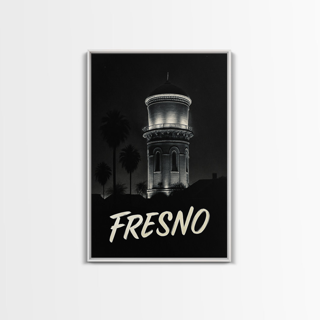 Fresno California Travel Poster, Canvas Print, Vintage Noir Poster Art, Fresno City Art, Vintage Travel Art, Fine Art Print, Wall Art
