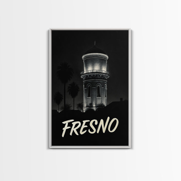 Fresno California Travel Poster, Canvas Print, Vintage Noir Poster Art, Fresno City Art, Vintage Travel Art, Fine Art Print, Wall Art