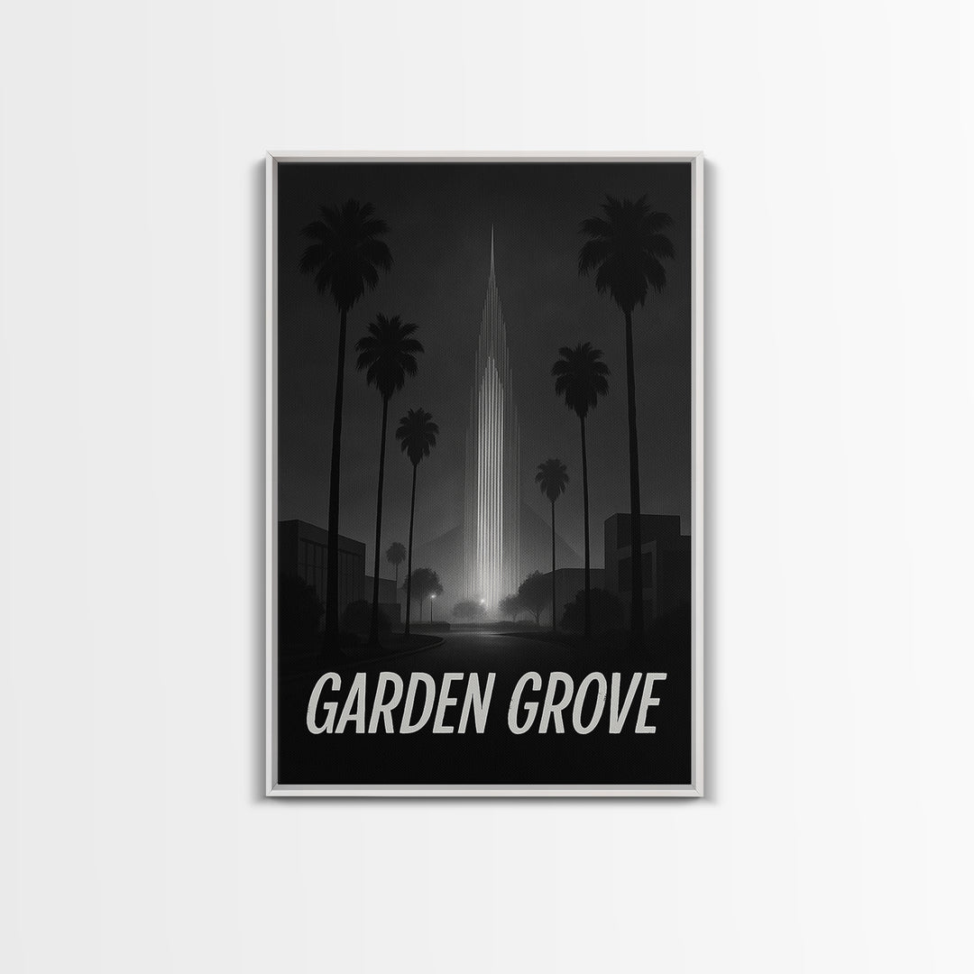 Garden Grove California Travel Poster, Canvas Print, Black And White Travel Art, Garden Grove Travel Art, Eclectic Wall Decor, Poster Art