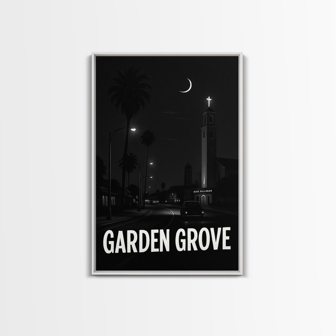 Garden Grove Travel Poster, Canvas Print, Vintage Noir Poster Art, Garden Grove Travel Art, Travel Art Print, Travel Poster Set