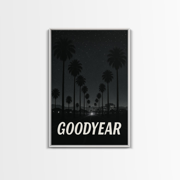 Goodyear Arizona Travel Poster, Canvas Print, Black And White Travel Art, Goodyear Art Print, Watercolor Downtown Skyline, City Illustration