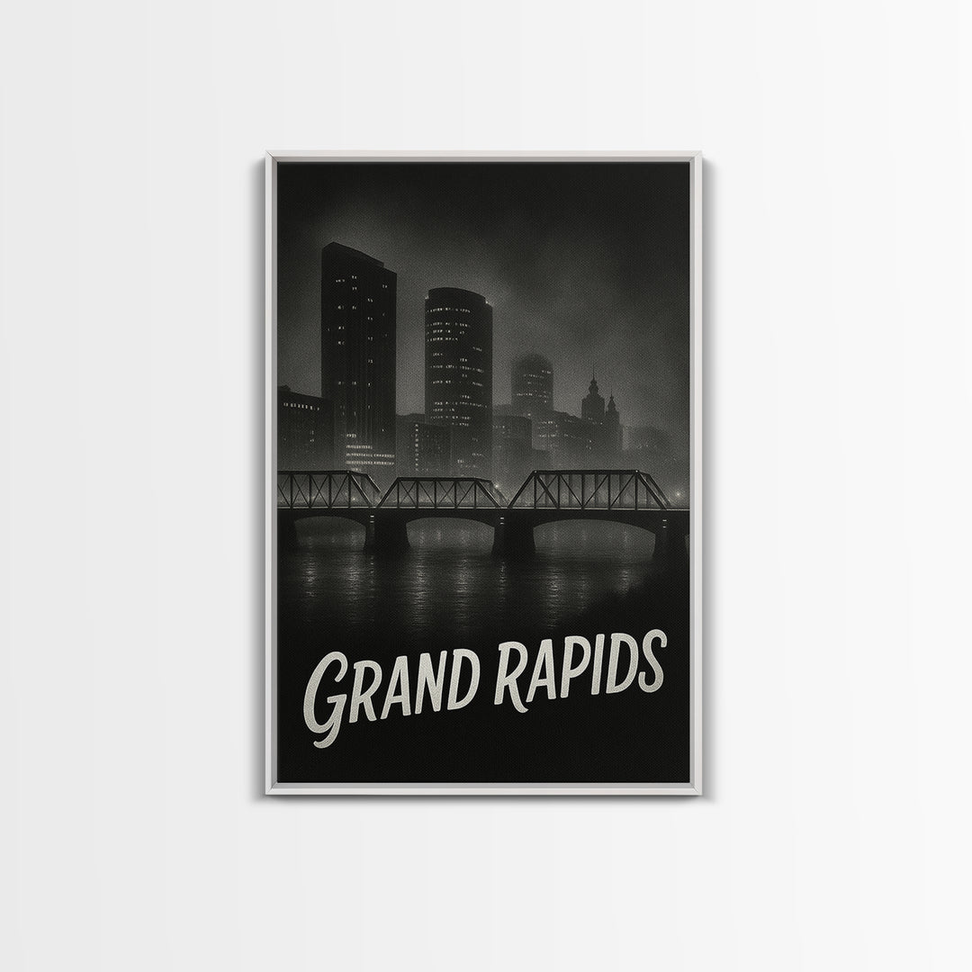 Grand Prairie Travel Poster, Canvas Print, Night Street Poster Art, Grand Prairie Travel Art, Eclectic Wall Decor, Home Office Decor