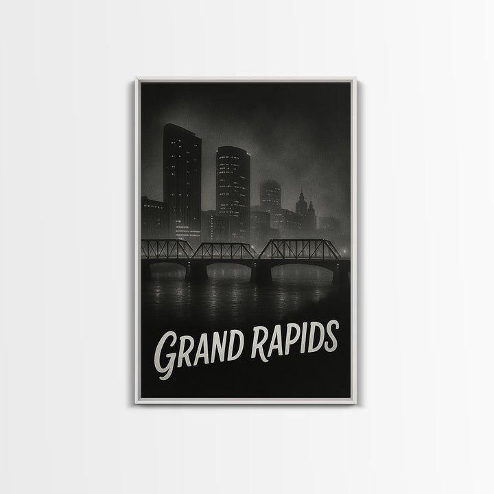 Grand Prairie Travel Poster, Canvas Print, Night Street Poster Art, Grand Prairie Travel Art, Eclectic Wall Decor, Home Office Decor